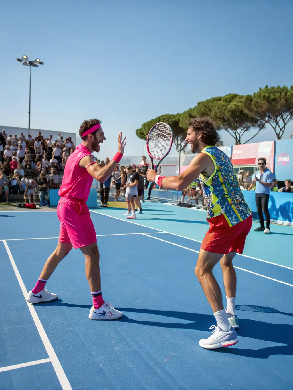 An action-packed photo of players competing in a club tournament, capturing the intensity and excitement of competitive tennis at TCFD.